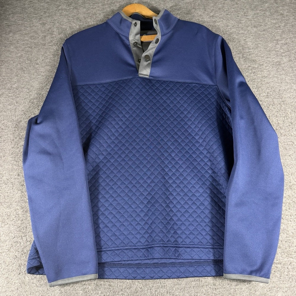Southern Proper Mens Size S Navy Quilted Quarter Snap Pullover Preppy Gray Trim